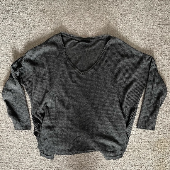 Dark grey waffle knit top - Picture 1 of 5